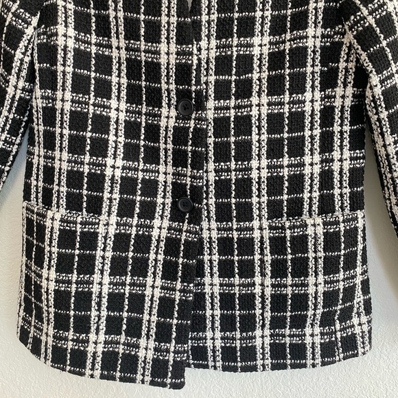 NWT! Banana Republic Boucle Tweed Gingham Black White Peacoat XS Preppy Winter - Picture 6 of 12
